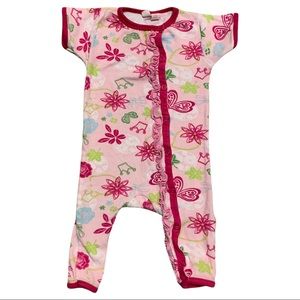 Me Too Ruffle Floral Butterfly Patterned SL Pant Suit Onesie Baby 6-9 Months